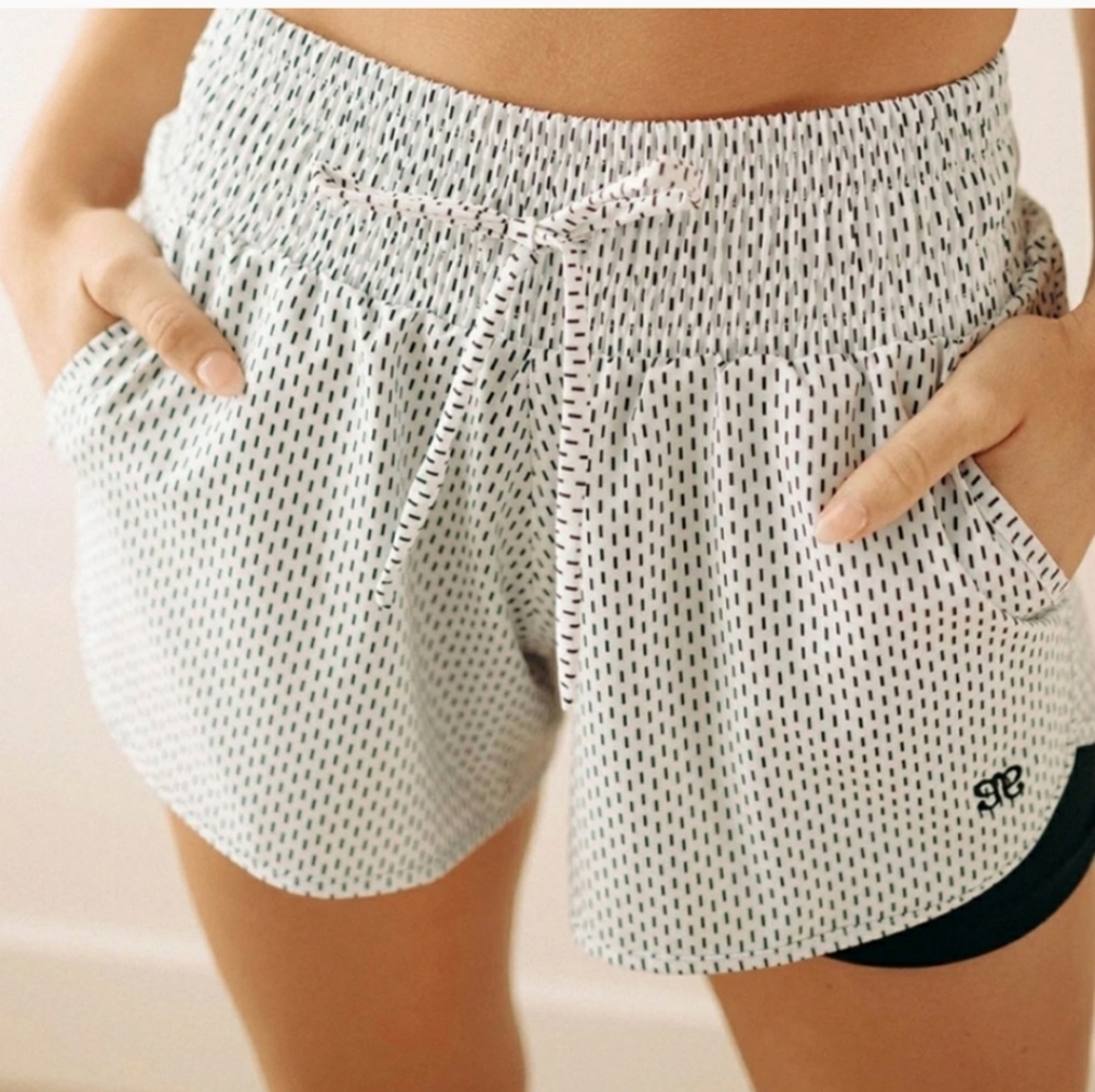 Albion fit white dash lunge shorts